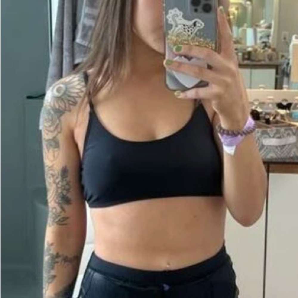 black swim top